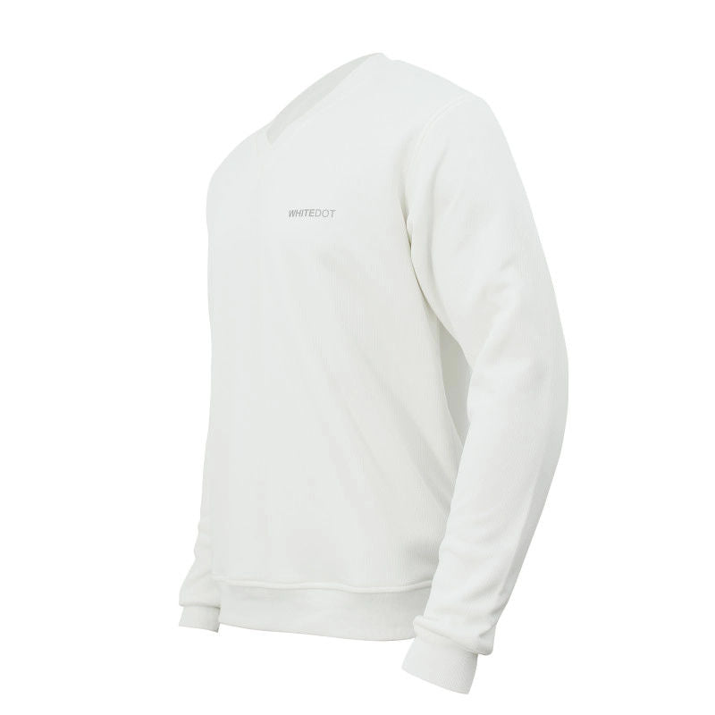 Whitedot Off White V Neck Full Sleeves Cricket Jumper