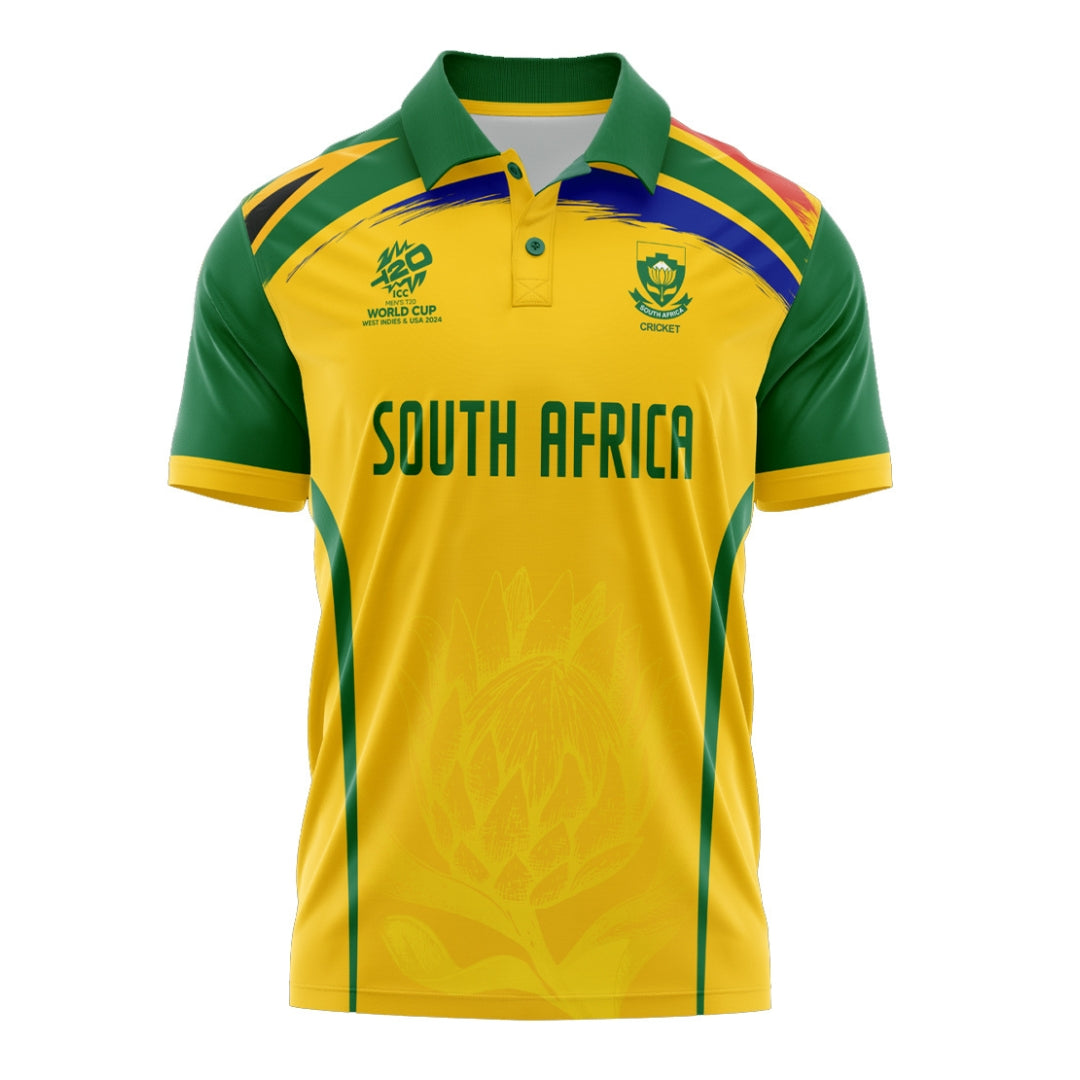South Africa 2024 T20 World Cup Half Sleeves Cricket Fan Jersey
