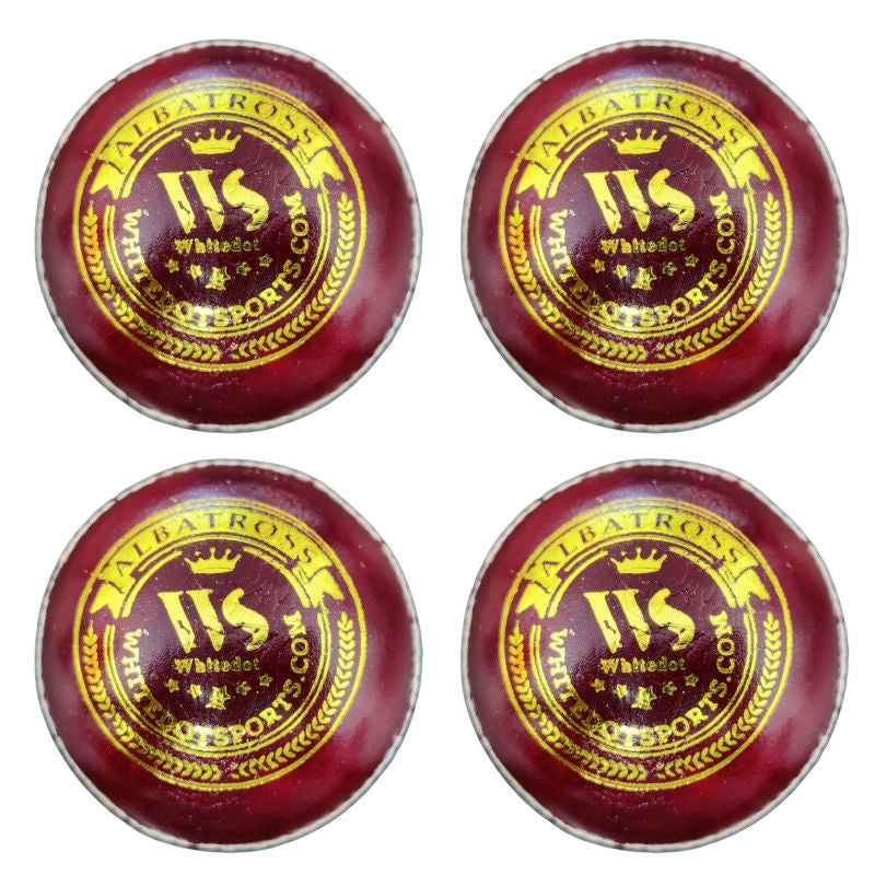 Whitedot Albatross Red Cricket Leather Ball - 40 Over - Pack of 4