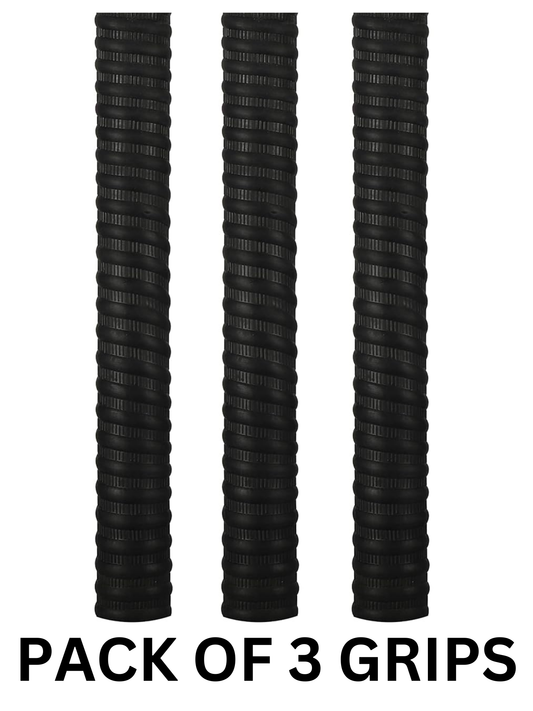 Whitedot Ring Coil Cricket Bat Grip - Pack of 3 - Black