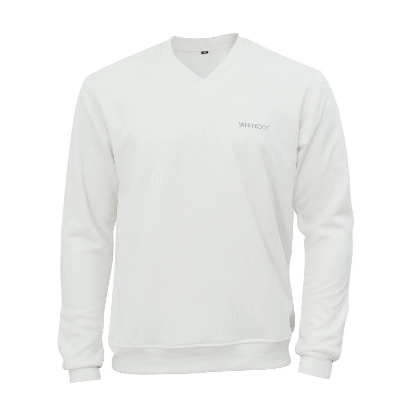 Whitedot Off White V Neck Full Sleeves Cricket Jumper