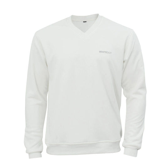 Whitedot Off White V Neck Full Sleeves Cricket Jumper