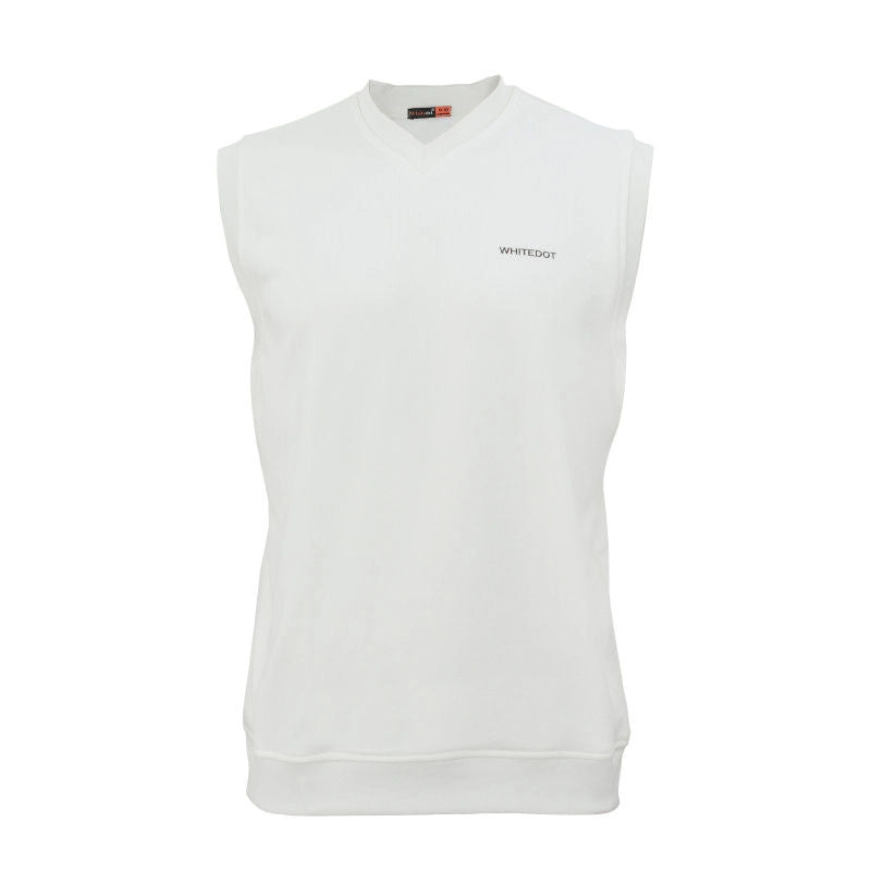 Whitedot Off White V Neck Without Sleeves Cricket Jumper