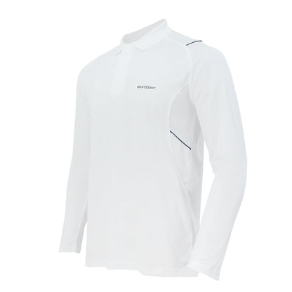 Whitedot Omega Quick Dry Polo T-Shirt - White - Full Sleeves