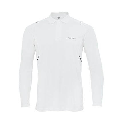 Whitedot Omega Quick Dry Polo T-Shirt - White - Full Sleeves